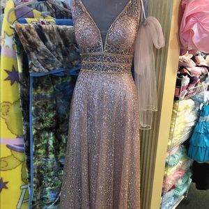 Blush Glitter Prom Dress